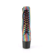 Pleaser ADORE-1020REFL-02 Platform Ankle Boot (Rainbow Reflective/Black Matte)