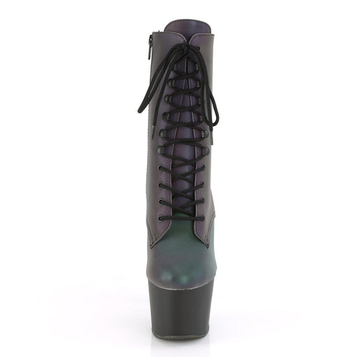 Pleaser ADORE-1020REFL Platform Ankle Boot (Green Multi Reflective/Black Matte)