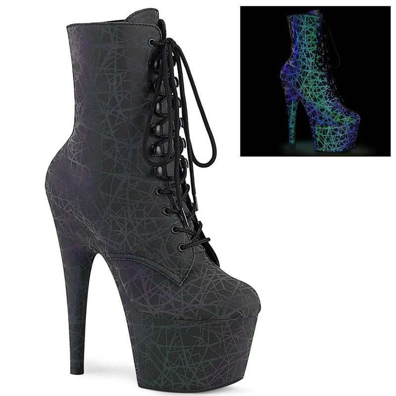 Pleaser ADORE-1020REFL Platform Ankle Boot (Green-Purple Refl./Green-Purple Refl.)