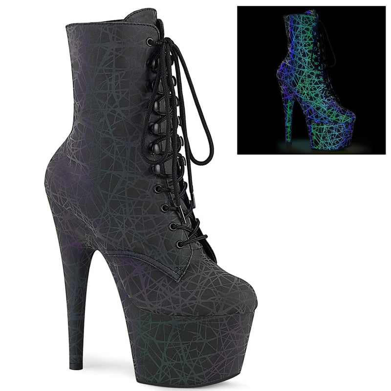 Pleaser ADORE-1020REFL Platform Ankle Boot (Green-Purple Refl./Green-Purple Refl.)