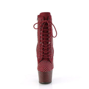 Pleaser ADORE-1020RM Platform Ankle Boot (Burgundy Faux Suede-Rhinestone Mesh/Burgundy Mat)