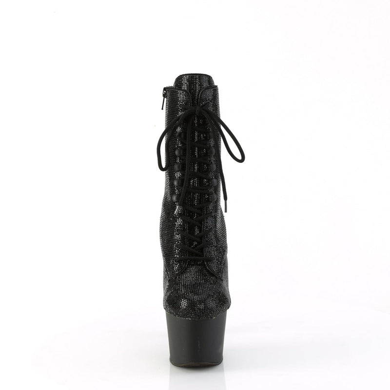 Pleaser ADORE-1020RS Platform Ankle Boot (Black Rhinestone/Black Matte)