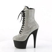 Pleaser ADORE-1020RS Platform Ankle Boot (Silver Rhinestone/Black Matte)