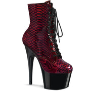 Pleaser ADORE-1020SP Platform Ankle Boot (Red Snake Print Patent/Black)