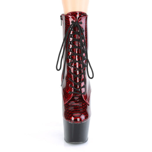 Pleaser ADORE-1020SP Platform Ankle Boot (Red Snake Print Patent/Black)