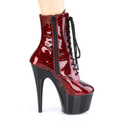Pleaser ADORE-1020SP Platform Ankle Boot (Red Snake Print Patent/Black)