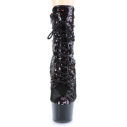 Pleaser ADORE-1020SQ Platform Ankle Boot (Black-Red Flip Sequins/Black)