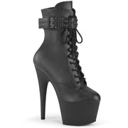 Pleaser ADORE-1020STR Platform Ankle Boot (Black Faux Leather/Black Matte)