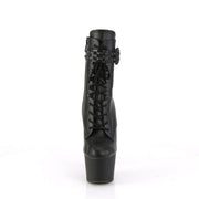 Pleaser ADORE-1020STR Platform Ankle Boot (Black Faux Leather/Black Matte)