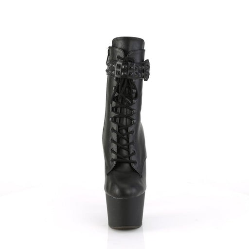 Pleaser ADORE-1020STR Platform Ankle Boot (Black Faux Leather/Black Matte)