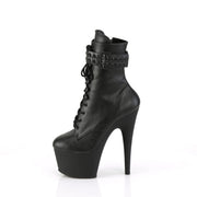 Pleaser ADORE-1020STR Platform Ankle Boot (Black Faux Leather/Black Matte)