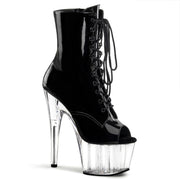 Pleaser ADORE-1021 Platform Ankle Boot (Black Patent/Clear)