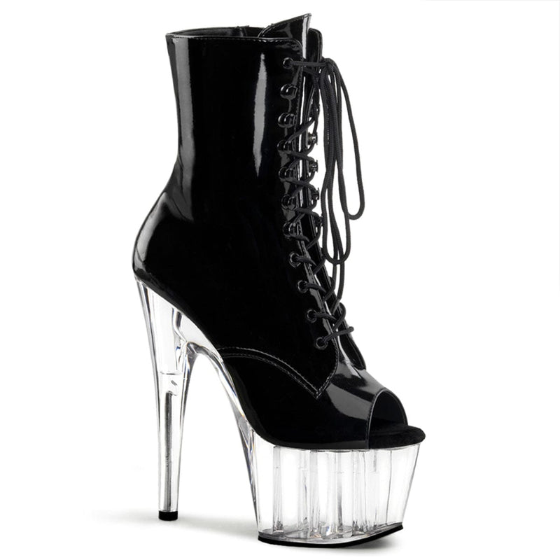 Pleaser ADORE-1021 Platform Ankle Boot (Black Patent/Clear)