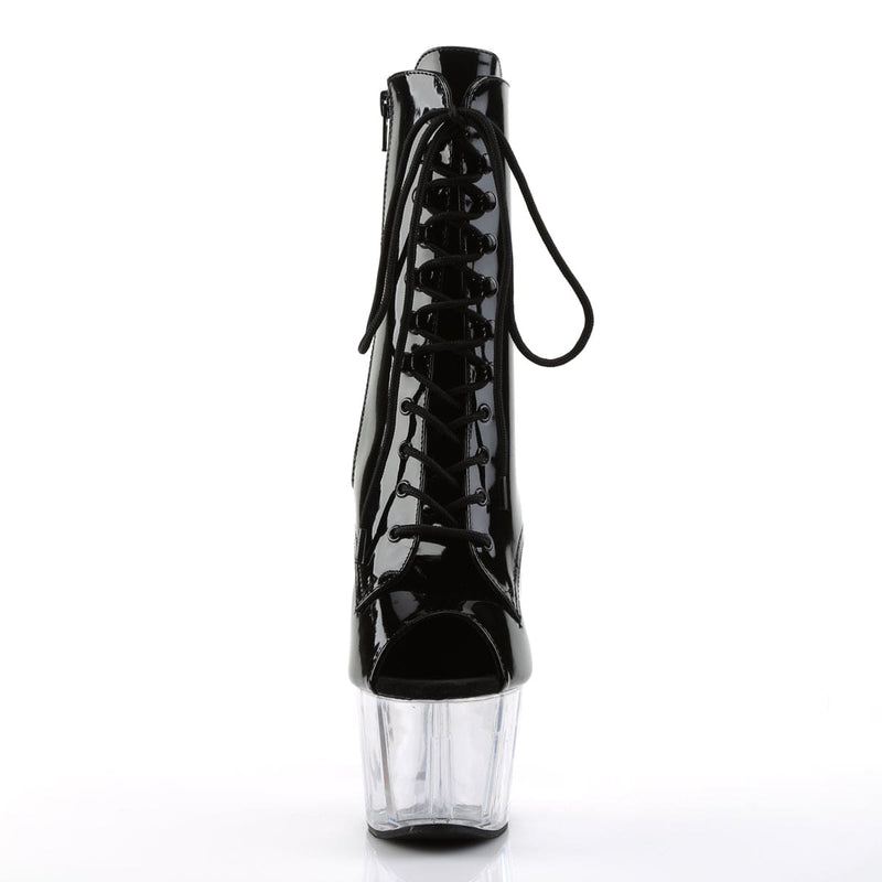 Pleaser ADORE-1021 Platform Ankle Boot (Black Patent/Clear)