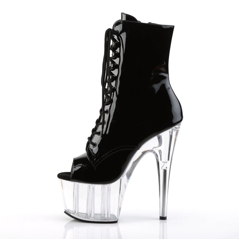 Pleaser ADORE-1021 Platform Ankle Boot (Black Patent/Clear)