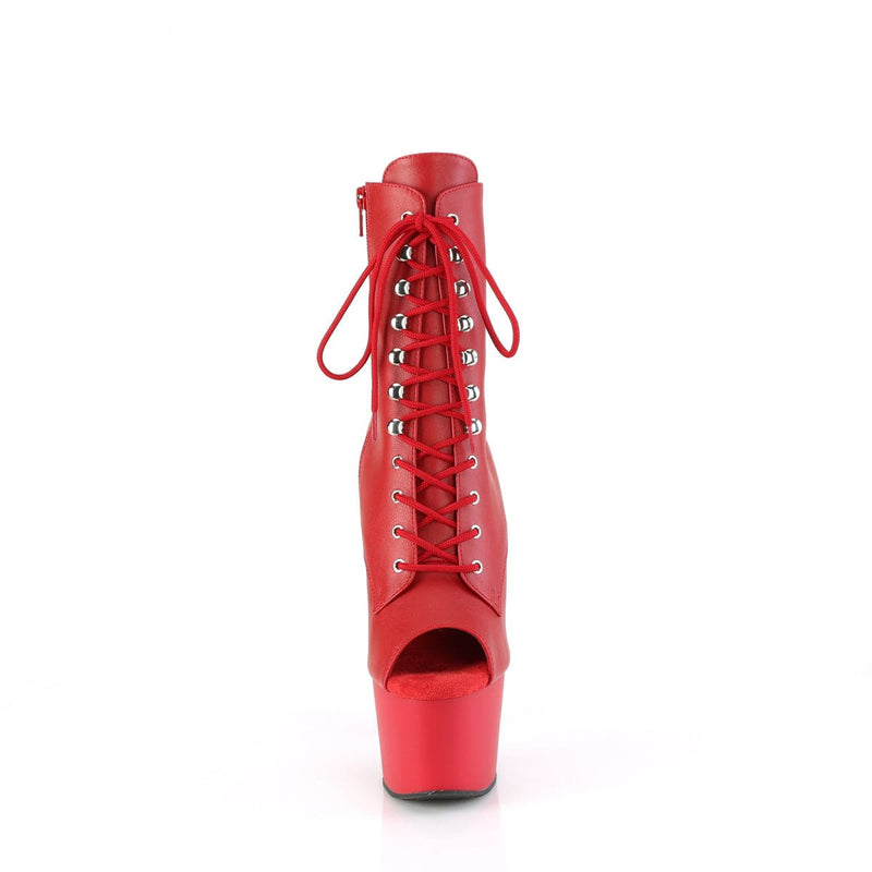 Pleaser ADORE-1021 Platform Ankle Boot (Red Faux Le/Red Matte)