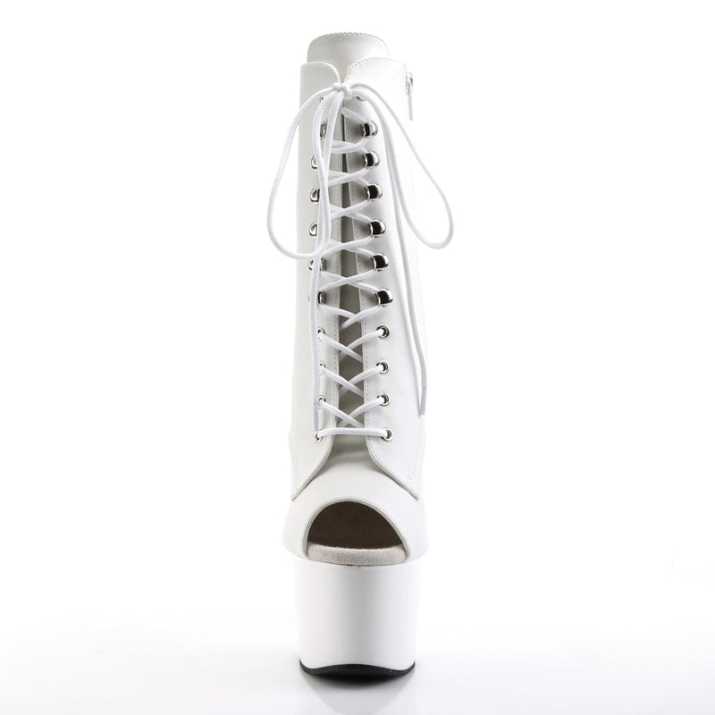 Pleaser ADORE-1021 Platform Ankle Boot (White Faux Leather/White)
