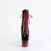 Pleaser ADORE-1021BR-H Platform Ankle Boot (Black Patent/Black-Red)
