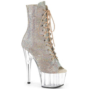 Pleaser ADORE-1021C-RS Platform Ankle Boot (Silver AB Rhinestone-TPU/Clear)
