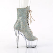 Pleaser ADORE-1021C-RS Platform Ankle Boot (Silver AB Rhinestone-TPU/Clear)