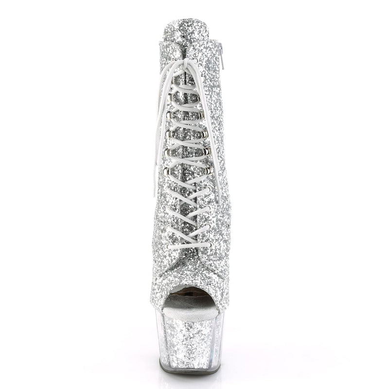 Pleaser ADORE-1021G Platform Ankle Boot (Silver Glitter/Silver Gliteer)