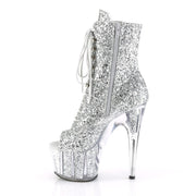 Pleaser ADORE-1021G Platform Ankle Boot (Silver Glitter/Silver Gliteer)