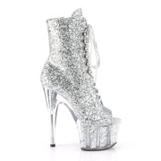 Pleaser ADORE-1021G Platform Ankle Boot (Silver Glitter/Silver Gliteer)