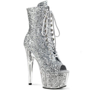 Pleaser ADORE-1021G Platform Ankle Boot (Silver Glitter/Silver Gliteer)