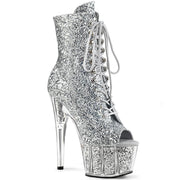 Pleaser ADORE-1021G Platform Ankle Boot (Silver Glitter/Silver Gliteer)