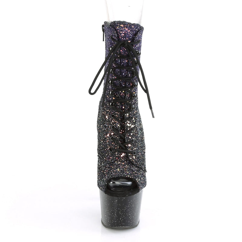 Pleaser ADORE-1021OMBG Platform Ankle Boot (Purple Multi Glitter/Black)