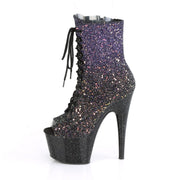 Pleaser ADORE-1021OMBG Platform Ankle Boot (Purple Multi Glitter/Black)