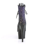 Pleaser ADORE-1021OMBG Platform Ankle Boot (Purple Multi Glitter/Black)