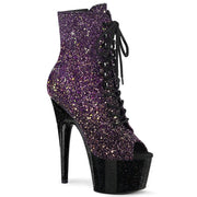 Pleaser ADORE-1021OMBG Platform Ankle Boot (Purple Multi Glitter/Black)