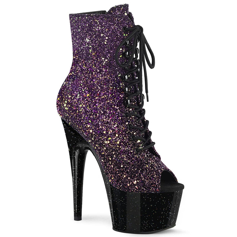 Pleaser ADORE-1021OMBG Platform Ankle Boot (Purple Multi Glitter/Black)