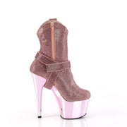 Pleaser ADORE-1029CHRS Platform Ankle Boot (Baby Pink Rhinestone/Baby Pink Chrome)