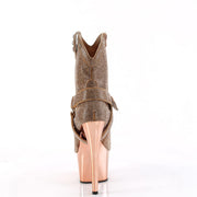 Pleaser ADORE-1029CHRS Platform Ankle Boot (Rose Gold Rhinestone/Rose Gold Chrome)