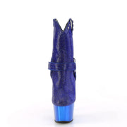 Pleaser ADORE-1029CHRS Platform Ankle Boot (Royal Blue Rhinestone/Royal Blue Chrome)