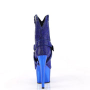 Pleaser ADORE-1029CHRS Platform Ankle Boot (Royal Blue Rhinestone/Royal Blue Chrome)