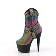 Pleaser ADORE-1029RS Platform Ankle Boot (Multi Rhinestone/Black Matte)