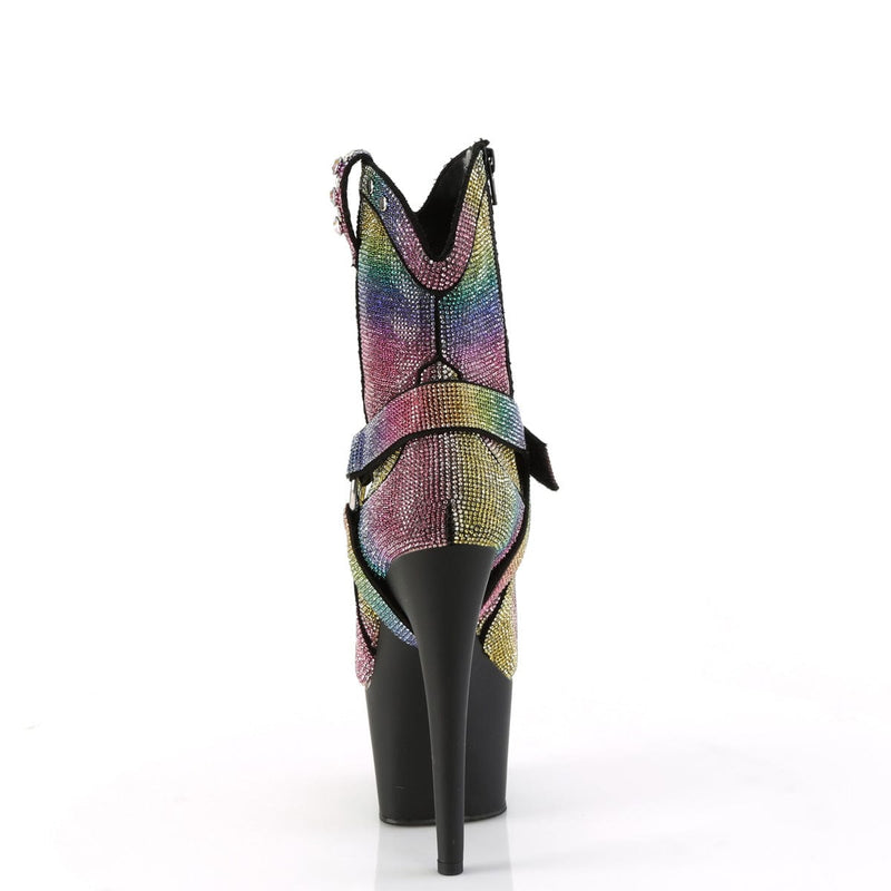 Pleaser ADORE-1029RS Platform Ankle Boot (Multi Rhinestone/Black Matte)