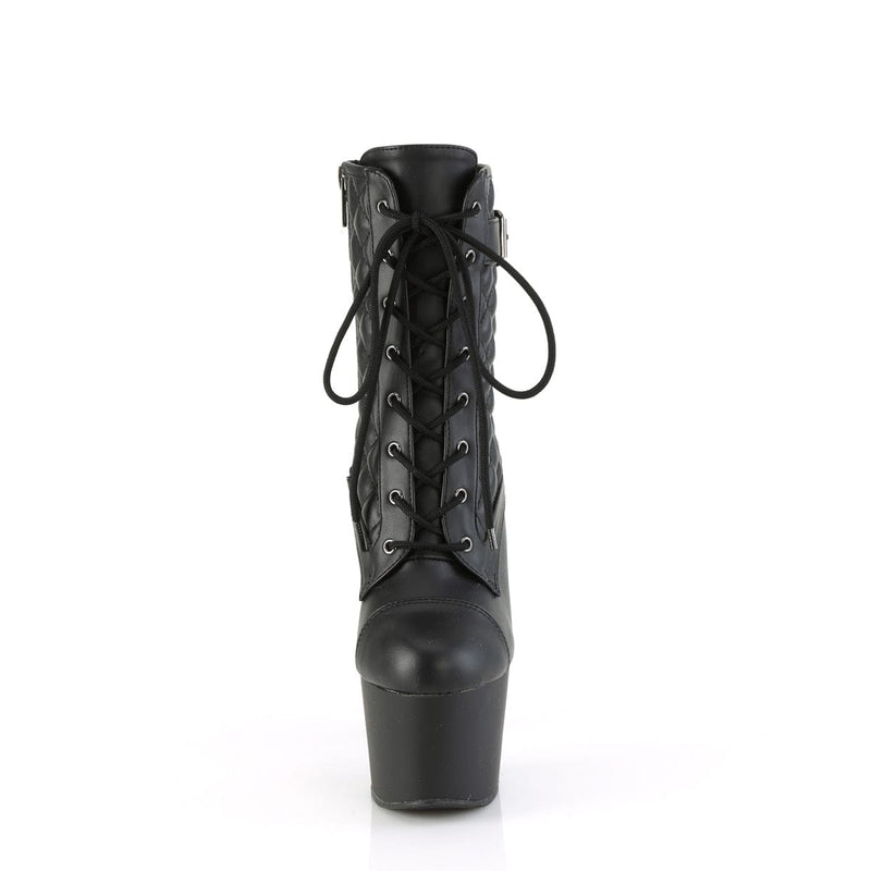 Pleaser ADORE-1033 Platform Ankle Boot (Black Faux Le/Black Matte)