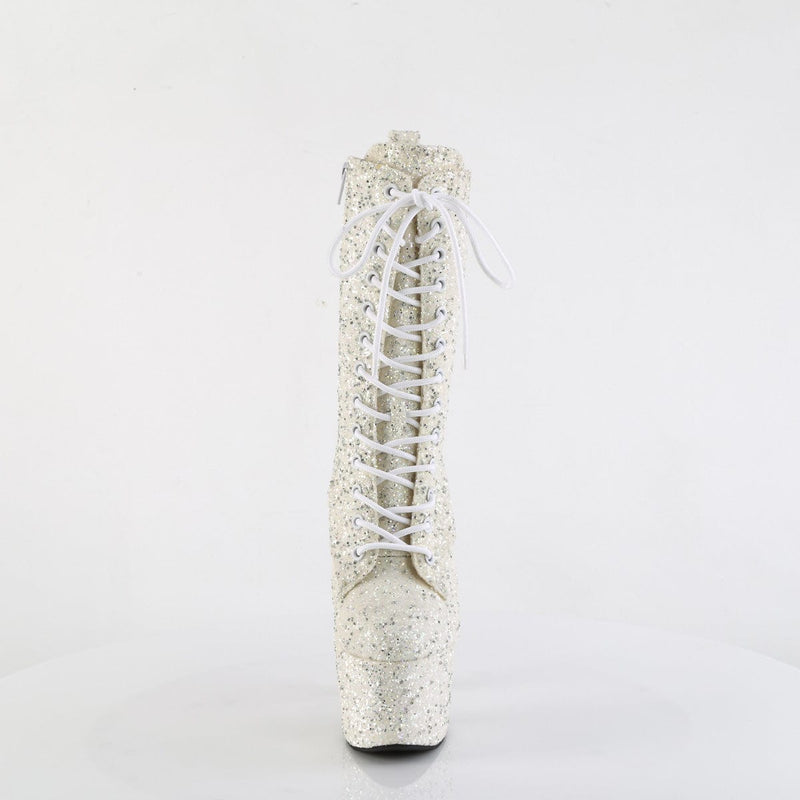 Pleaser ADORE-1040GR Platform Ankle Boot (Ivory Multi Glitters/Matching)