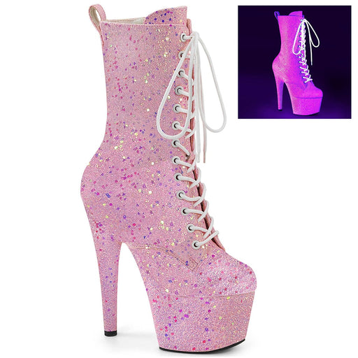 Pleaser ADORE-1040IG Platform Ankle Boot (Neon Baby Pink Iridescent Glitter/M)