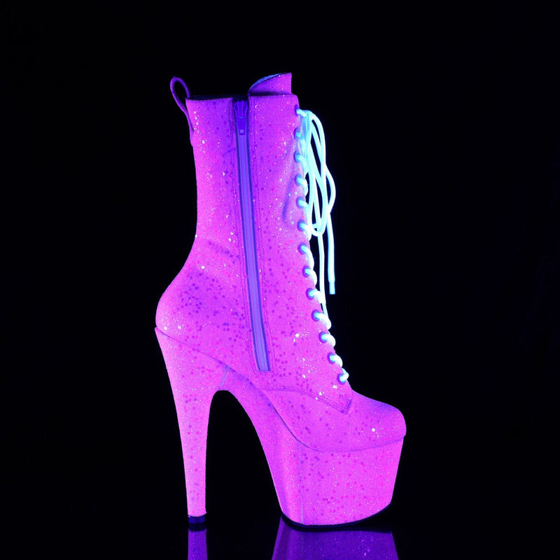 Pleaser ADORE-1040IG Platform Ankle Boot (Neon Baby Pink Iridescent Glitter/M)