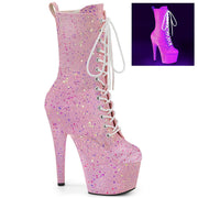 Pleaser ADORE-1040IG Platform Ankle Boot (Neon Baby Pink Iridescent Glitter/M)