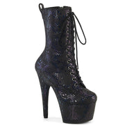 Pleaser ADORE-1040SPF Platform Ankle Boot (Black Oil Slick Metallic Snake Print Fabric/M)