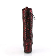 Pleaser ADORE-1040SPF Platform Ankle Boot (Red Metallic Snake Print Fabric/M)