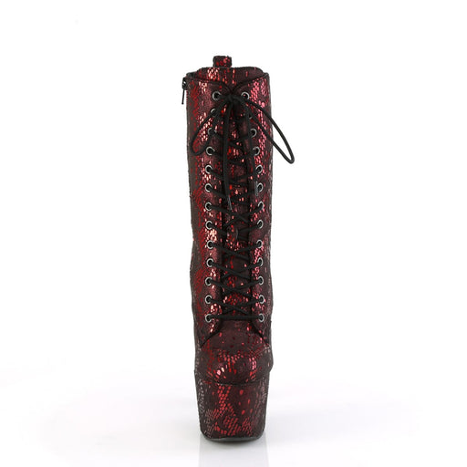 Pleaser ADORE-1040SPF Platform Ankle Boot (Red Metallic Snake Print Fabric/M)