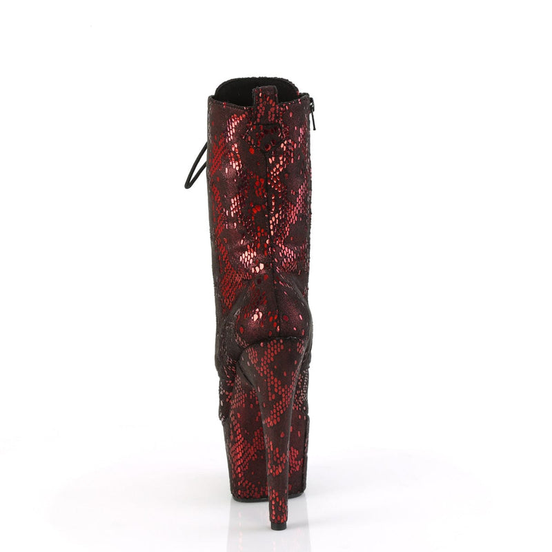 Pleaser ADORE-1040SPF Platform Ankle Boot (Red Metallic Snake Print Fabric/M)