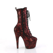 Pleaser ADORE-1040SPF Platform Ankle Boot (Red Metallic Snake Print Fabric/M)